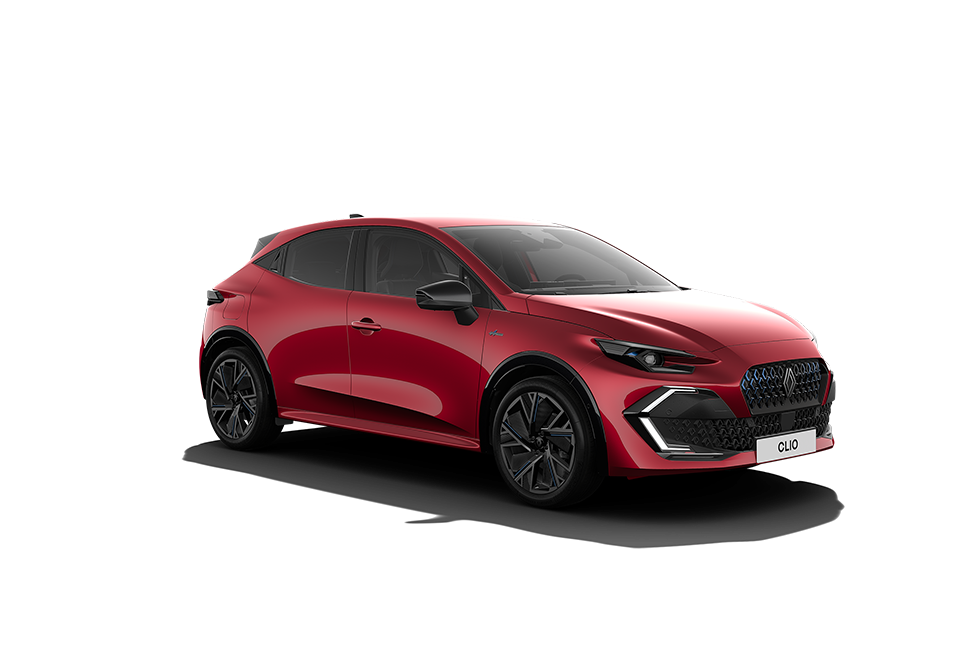 Renault Clio E-Tech full hybrid rouge, citadine compacte HEV.