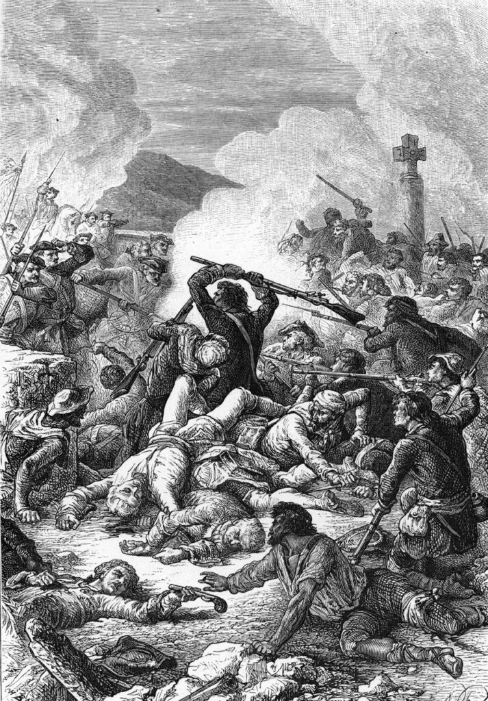 Bataille de Ponte Novu (1769) entre les troupes corses de Pasquale Paoli et l’armée française du comte de Vaux.