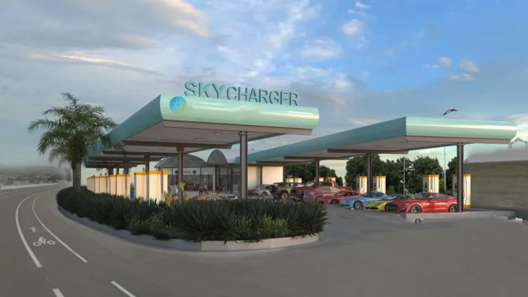 Station de recharge rapide Skycharger à l’aéroport de San Francisco, hub à forte fréquentation