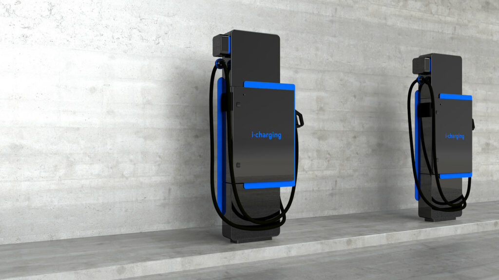 Borne i-Charging sur pied avec module de puissance latéral séparé