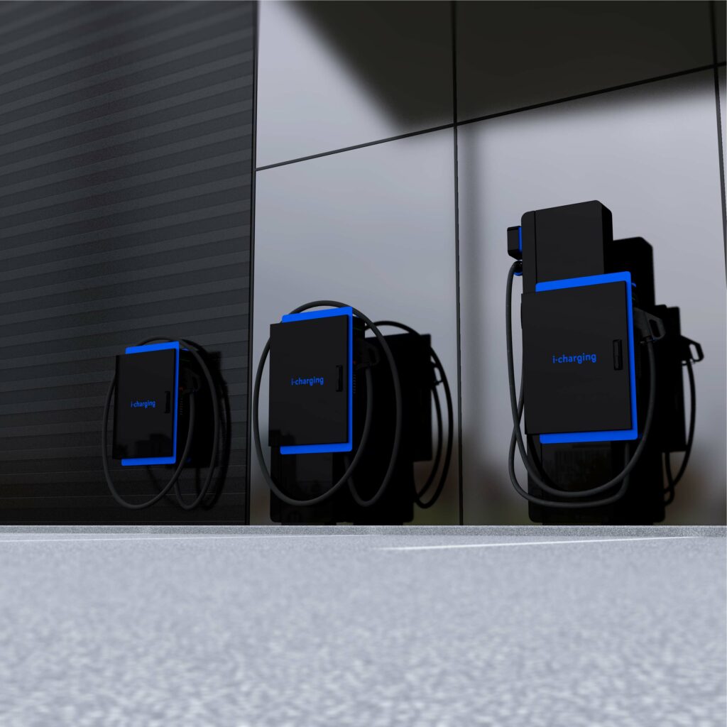 Installation murale i-Charging avec bornes satellites