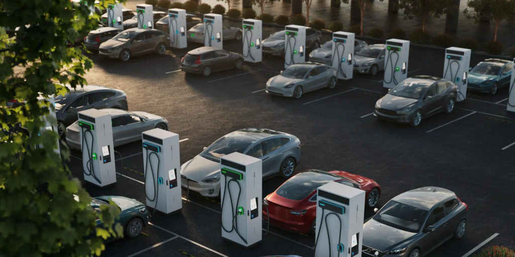 Station EVBox avec modules de recharge distribués sans armoire centrale dominante