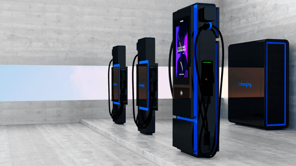 Borne i-Charging avec écran tactile 32 pouces et satellites de recharge